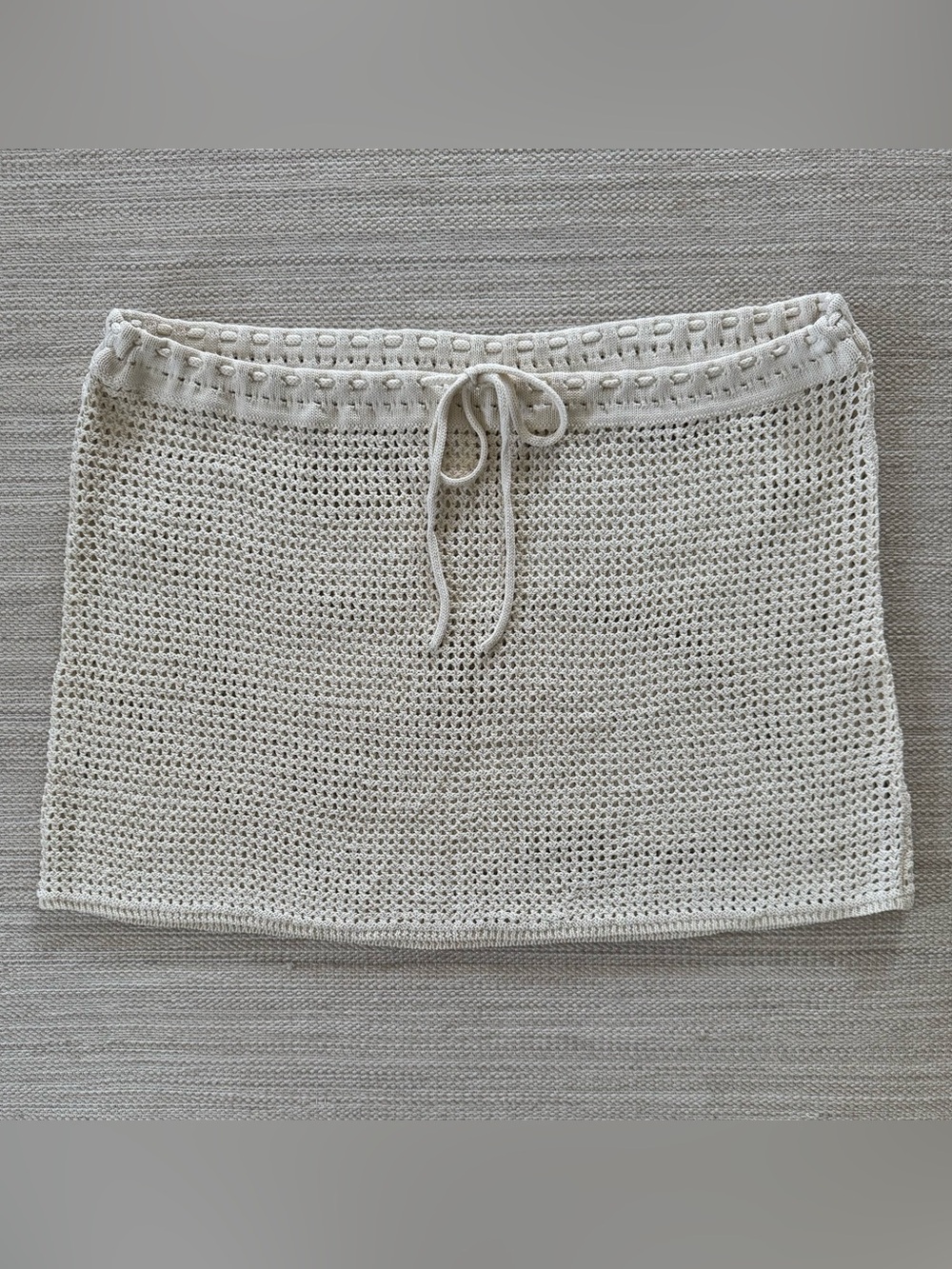 Good American crochet cream mini skirt swim cover up drawstring waist women’s XL